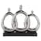 12" Silver Abstract Family Figures Decorative Sculpture with Black Rectangular Base